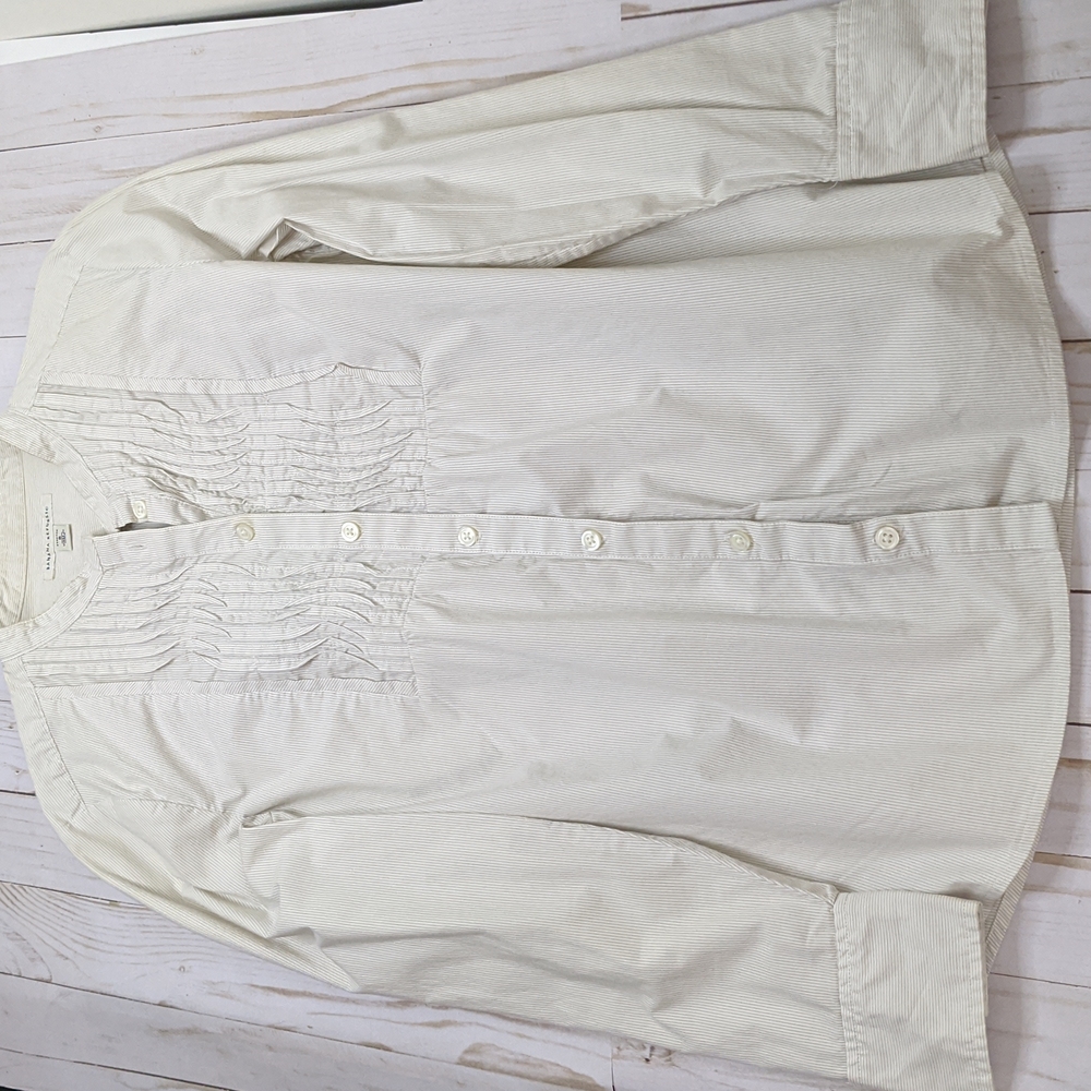 Banana Republic Cream Pinstripe Pintuck Button-Down Shirt